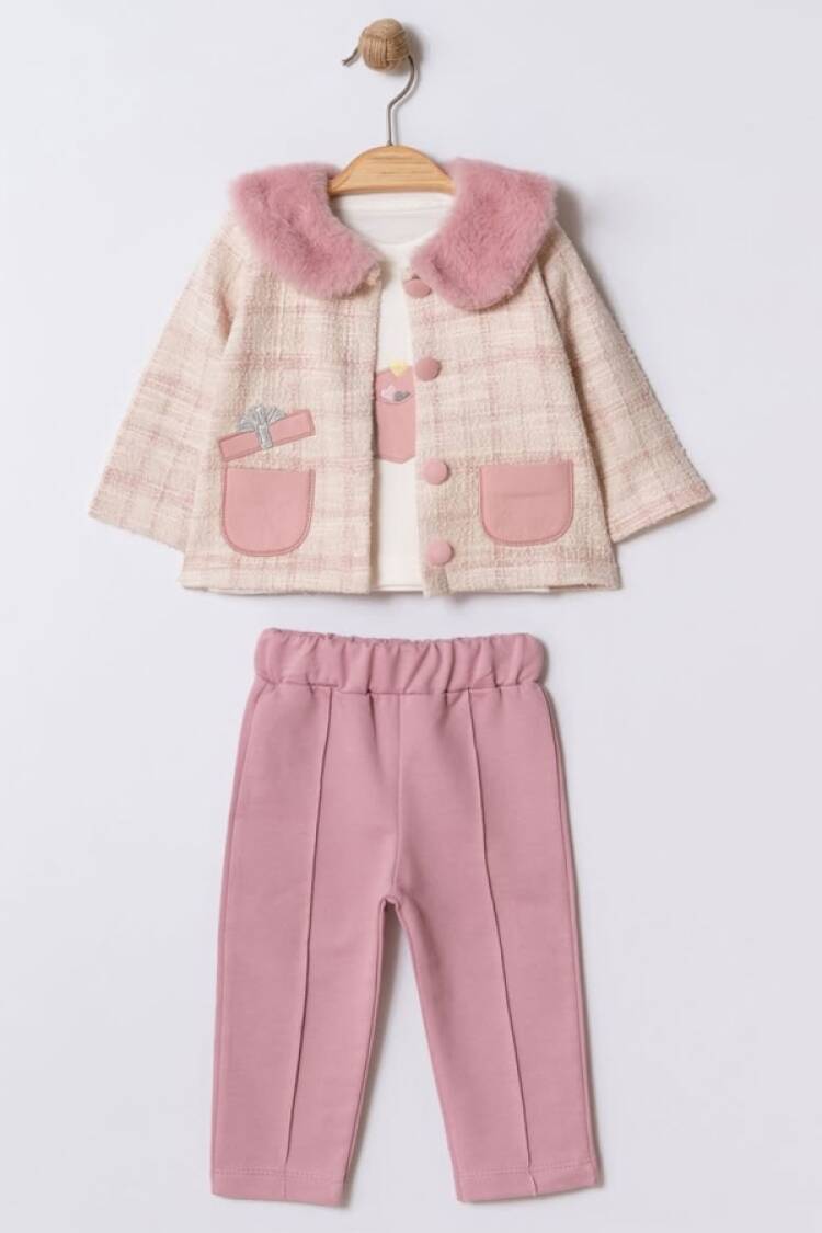 Baby Sets - B1 - Ceketli Üçlü Kız Bebe Takım - Brand: ELCİ BABY - Women & Kids, Baby Clothes Wholesale - Globality Store