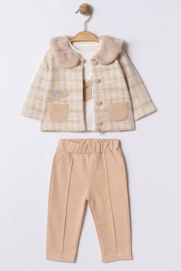 Baby Sets - B1 - Ceketli Üçlü Kız Bebe Takım - Brand: ELCİ BABY - Women & Kids, Baby Clothes Wholesale - Globality Store
