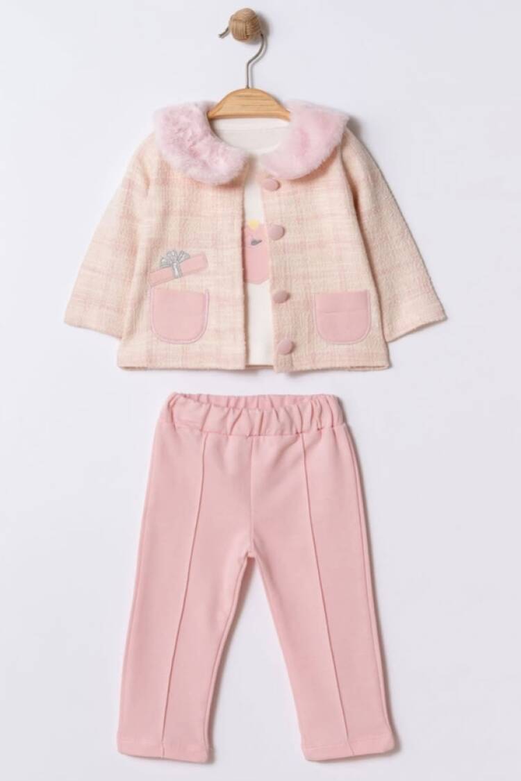 Baby Sets - B1 - Ceketli Üçlü Kız Bebe Takım - Brand: ELCİ BABY - Women & Kids, Baby Clothes Wholesale - Globality Store
