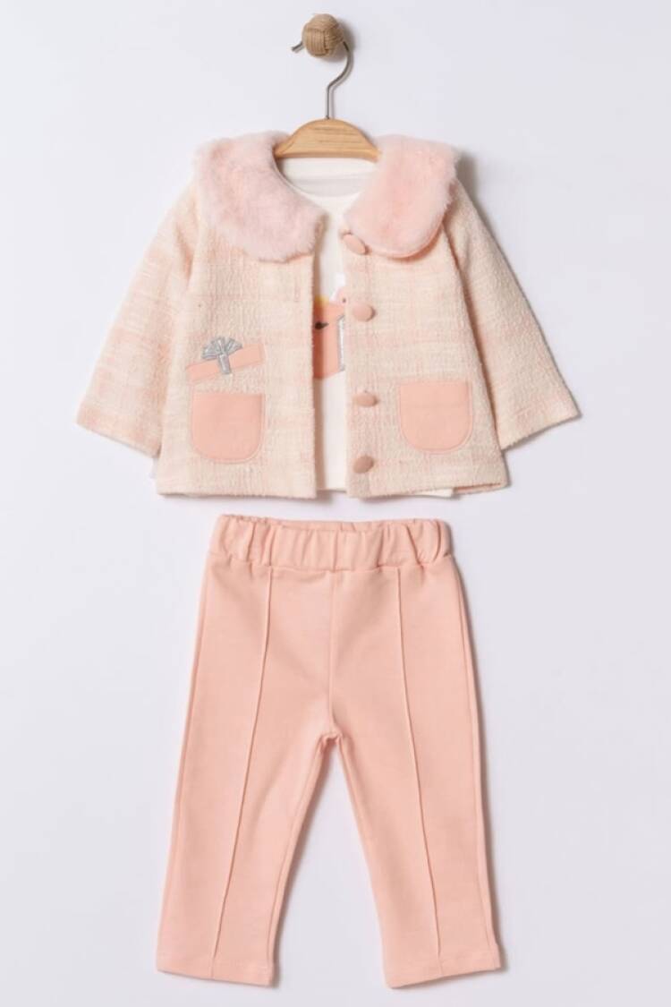 Baby Sets - B1 - Ceketli Üçlü Kız Bebe Takım - Brand: ELCİ BABY - Women & Kids, Baby Clothes Wholesale - Globality Store
