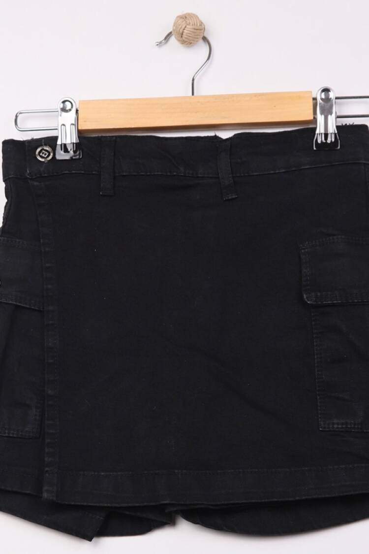 Girls' Bottom Wear - B1 - Cep Detaylı Yüksek Bel Geniş Kalıp Kız Kot Şort Etek - Brand: SÜZGÜN - Women & Kids, Baby Clothes Wholesale - Globality Store
