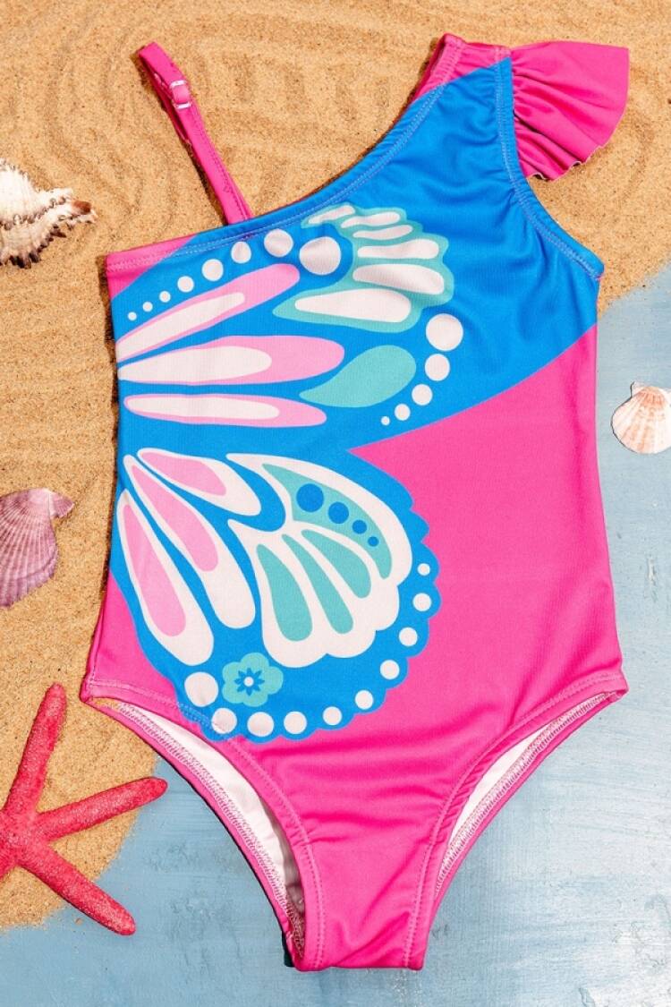 Mayo &amp; Deniz Şortu - B1 - Çiçek Baskılı Kız Mayo - Brand: LYRA KİDS - Women & Kids, Baby Clothes Wholesale - Globality Store