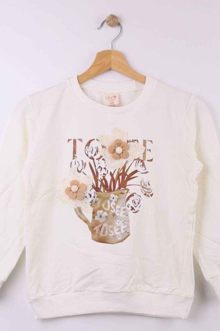 Girls' Tops - B1 - Çiçek Baskılı Kız Sweat - Brand: STAR FİLE - Women & Kids, Baby Clothes Wholesale - Globality Store