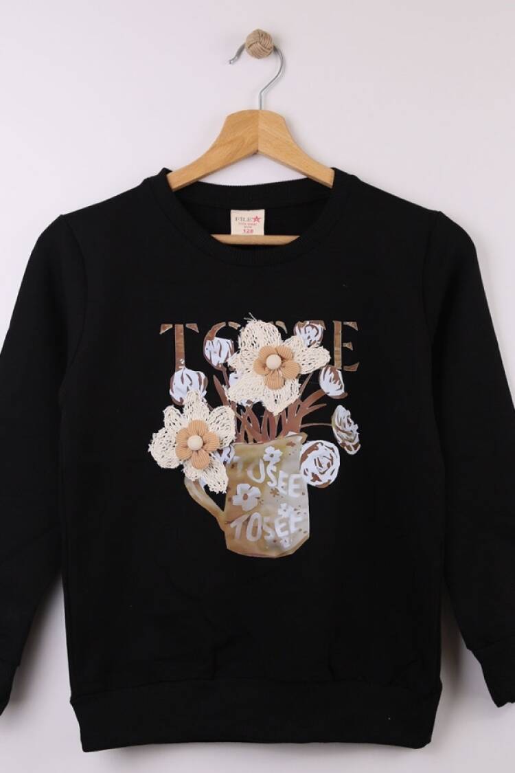 Girls' Tops - B1 - Çiçek Baskılı Kız Sweat - Brand: STAR FİLE - Women & Kids, Baby Clothes Wholesale - Globality Store