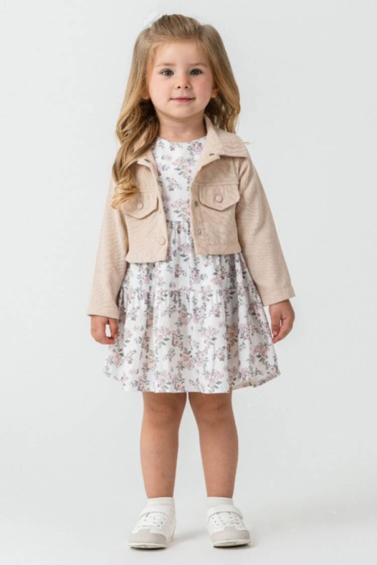 Girl's Dress - B1 - Çiçek Desenli Ceketli Elbise - Brand: KUMRU - Women & Kids, Baby Clothes Wholesale - Globality Store