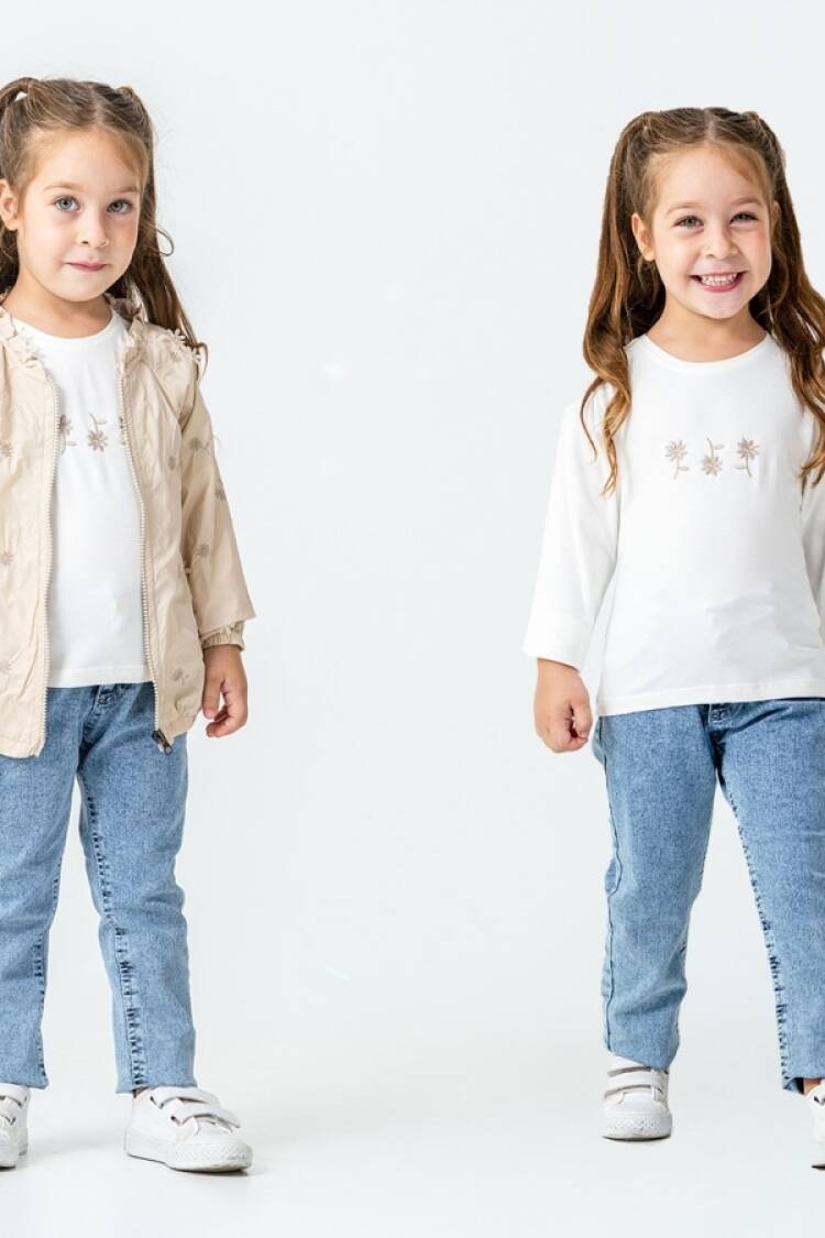 Girls' Suits - B1 - Çiçek Desenli Ceketli Kız Takım - Brand: PAMPAL KİDS - Women & Kids, Baby Clothes Wholesale - Globality Store