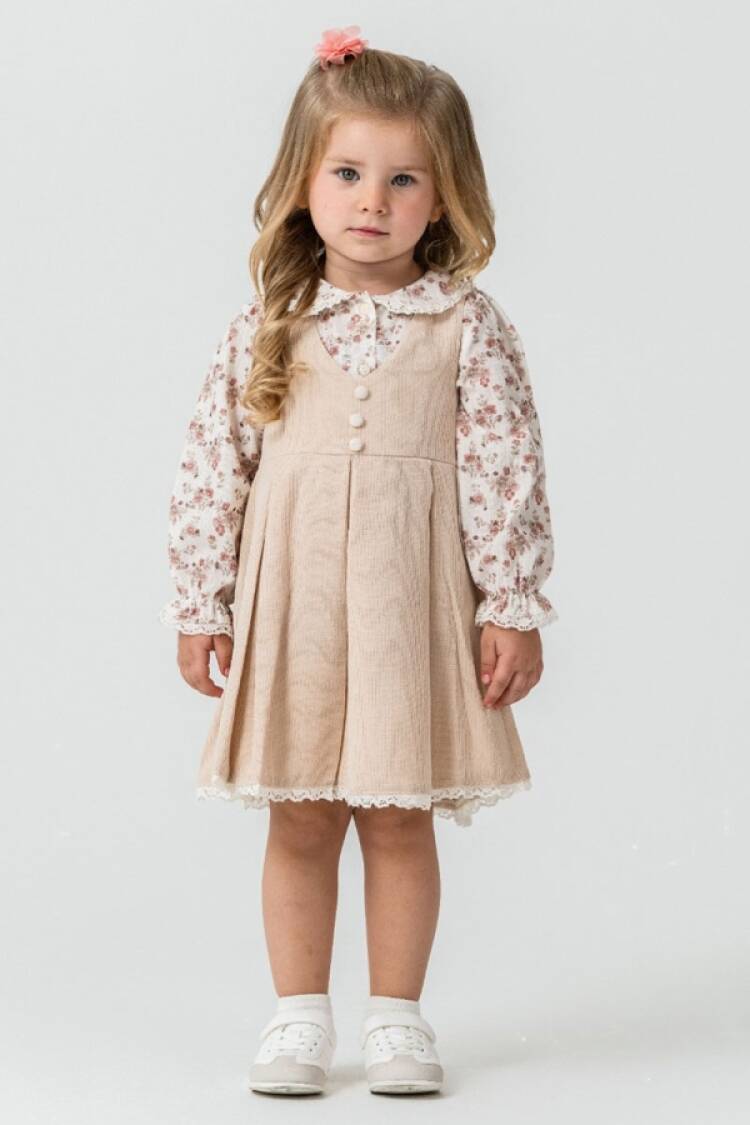 Girl's Jumpsuit - B1 - Çiçek Desenli Dantel Yaka İkili Jile - Brand: KUMRU - Women & Kids, Baby Clothes Wholesale - Globality Store