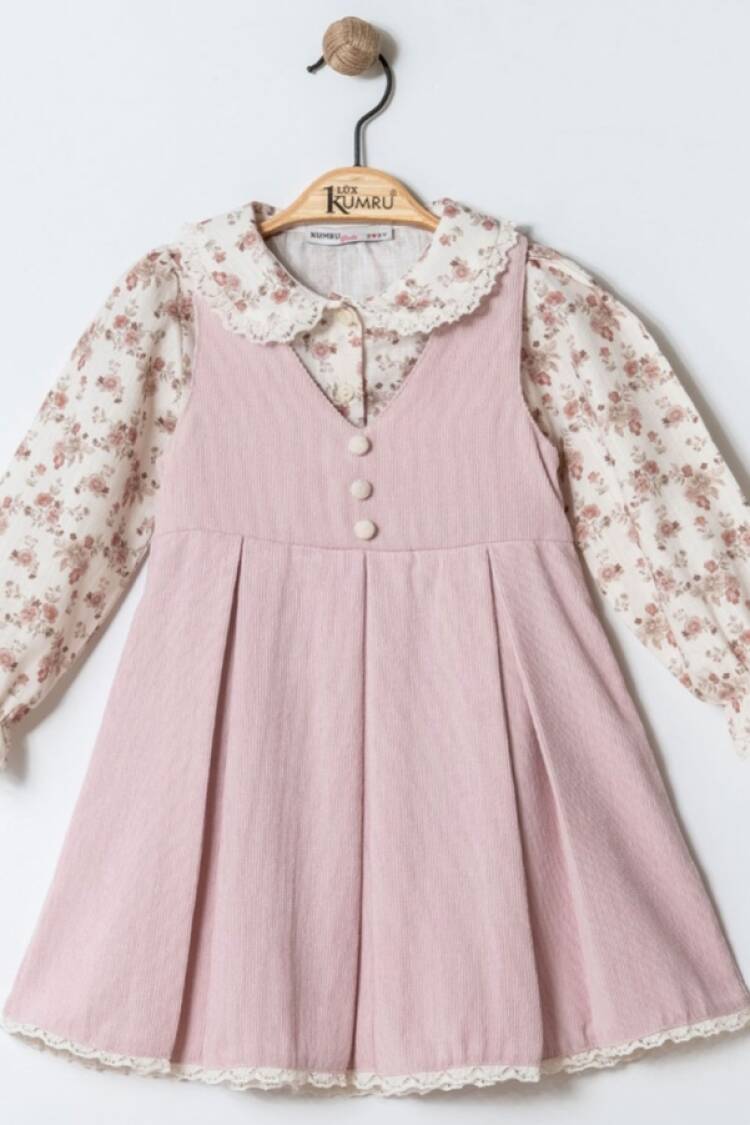 Girl's Jumpsuit - B1 - Çiçek Desenli Dantel Yaka İkili Jile - Brand: KUMRU - Women & Kids, Baby Clothes Wholesale - Globality Store