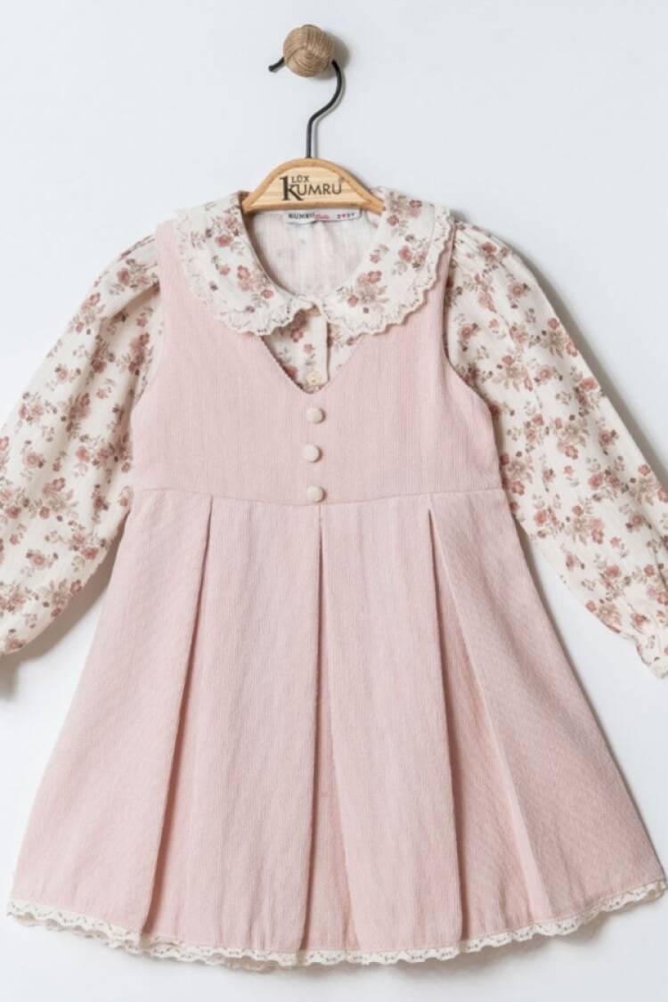 Girl's Jumpsuit - B1 - Çiçek Desenli Dantel Yaka İkili Jile - Brand: KUMRU - Women & Kids, Baby Clothes Wholesale - Globality Store