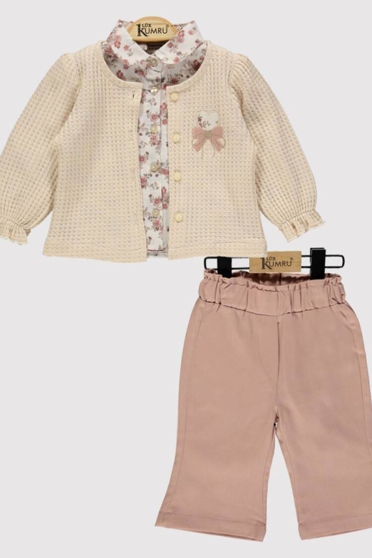 Baby Sets - B1 - Çiçek Desenli Kız Bebe Takım - Brand: KUMRU - Women & Kids, Baby Clothes Wholesale - Globality Store