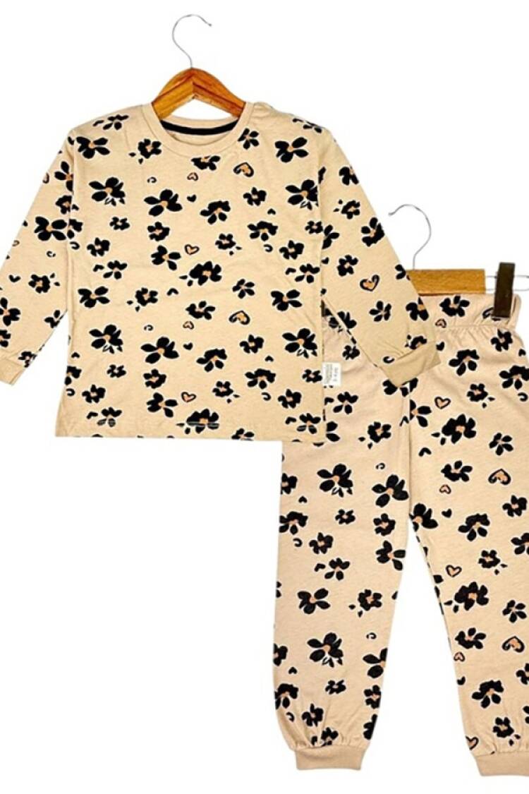 Girl's Pajamas - B1 - Çiçek Desenli Kız Pijama Takım - Brand: SÜPERMİNİ - Women & Kids, Baby Clothes Wholesale - Globality Store