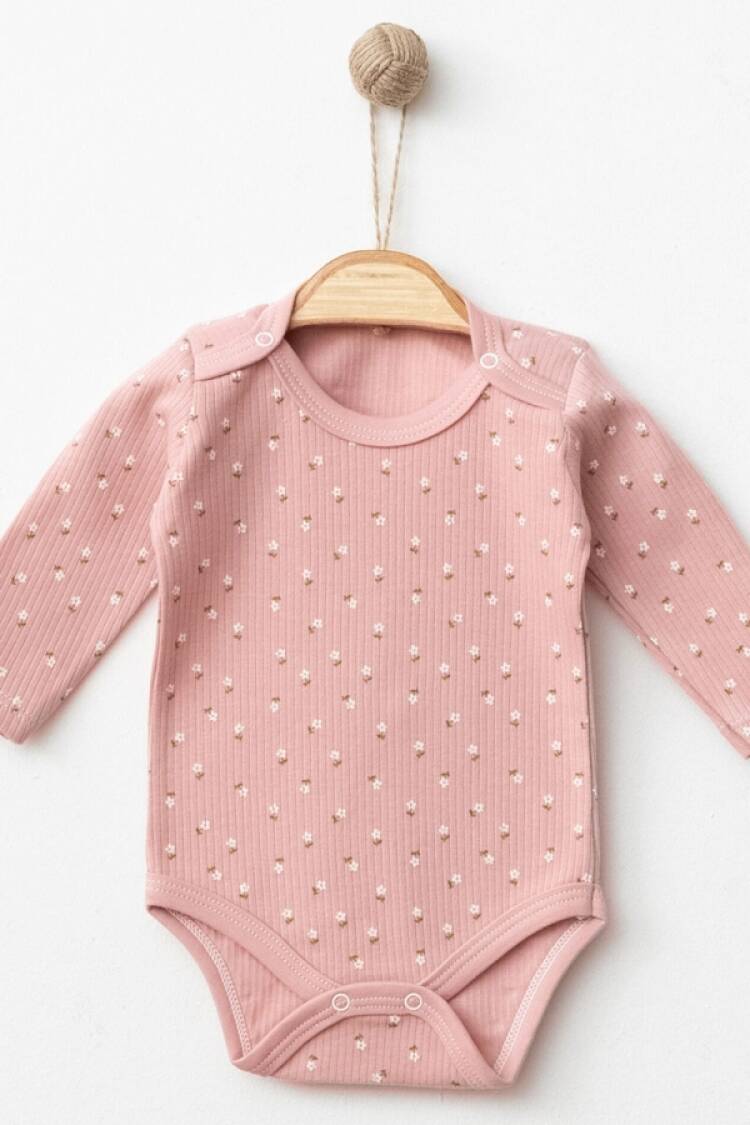 Baby Tops - B1 - Çiçek Desenli Raporlu Kız Çıtçıtlı Badi - Brand: NAYINOM - Women & Kids, Baby Clothes Wholesale - Globality Store