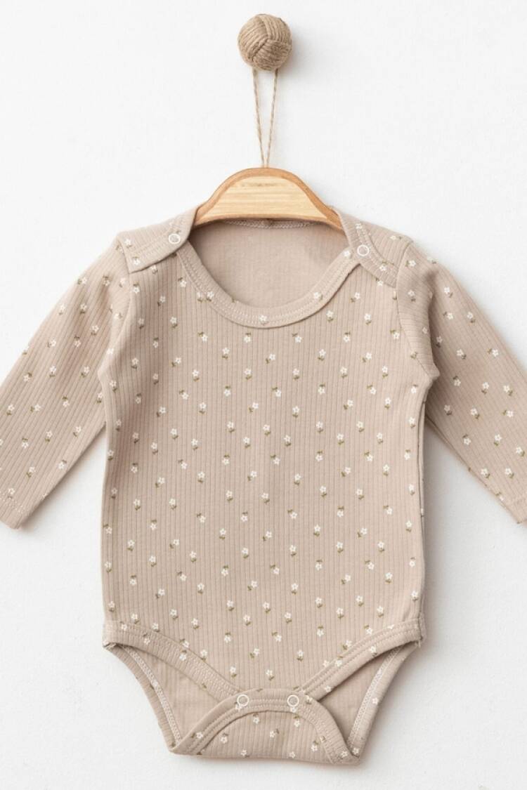 Baby Tops - B1 - Çiçek Desenli Raporlu Kız Çıtçıtlı Badi - Brand: NAYINOM - Women & Kids, Baby Clothes Wholesale - Globality Store