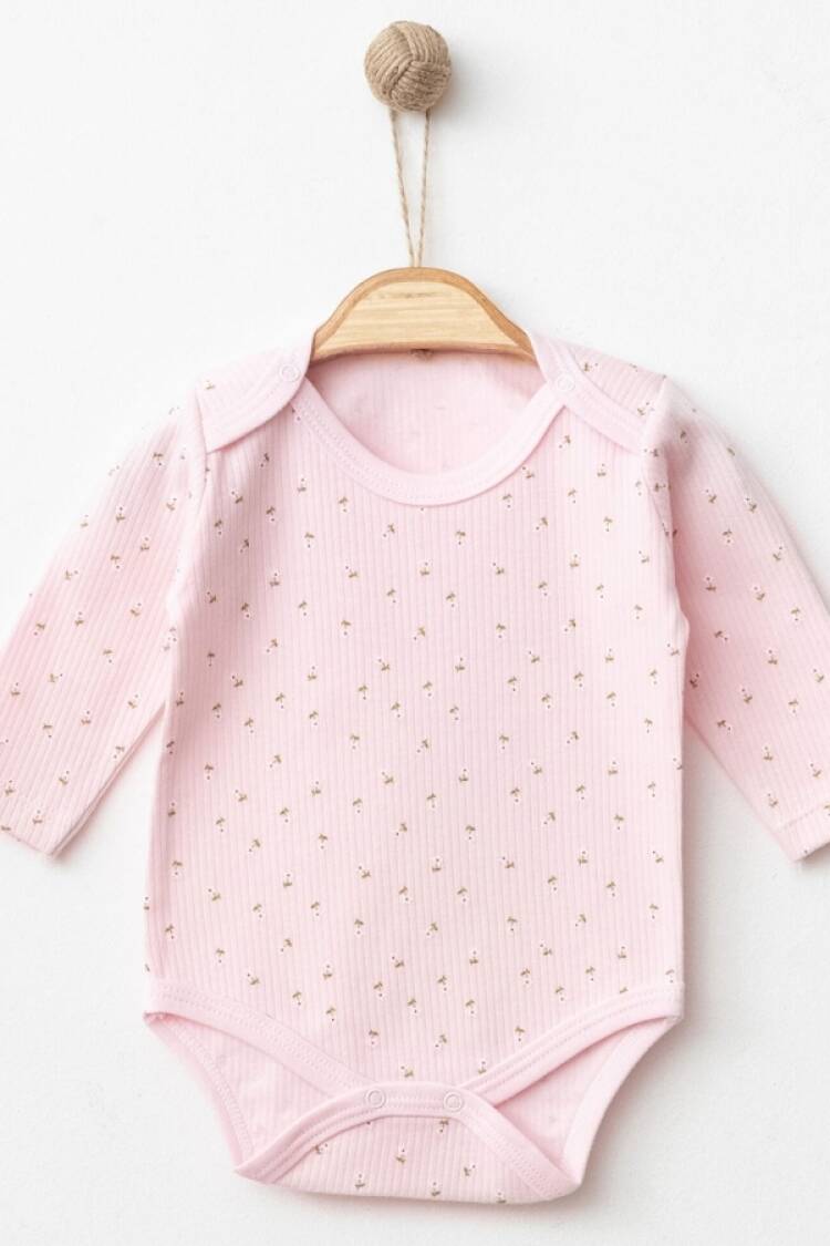 Baby Tops - B1 - Çiçek Desenli Raporlu Kız Çıtçıtlı Badi - Brand: NAYINOM - Women & Kids, Baby Clothes Wholesale - Globality Store