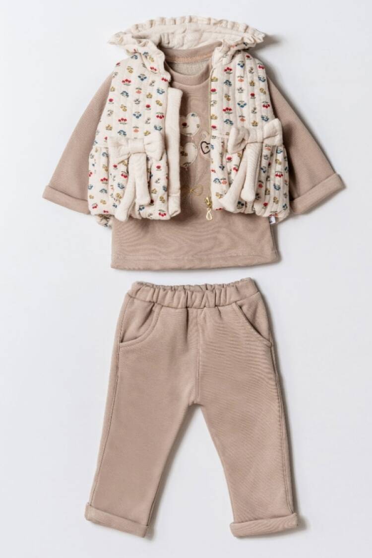Baby Sets - B1 - Çiçek Desenli Üçlü Kız Bebe Takım - Brand: HİPPIL - Women & Kids, Baby Clothes Wholesale - Globality Store