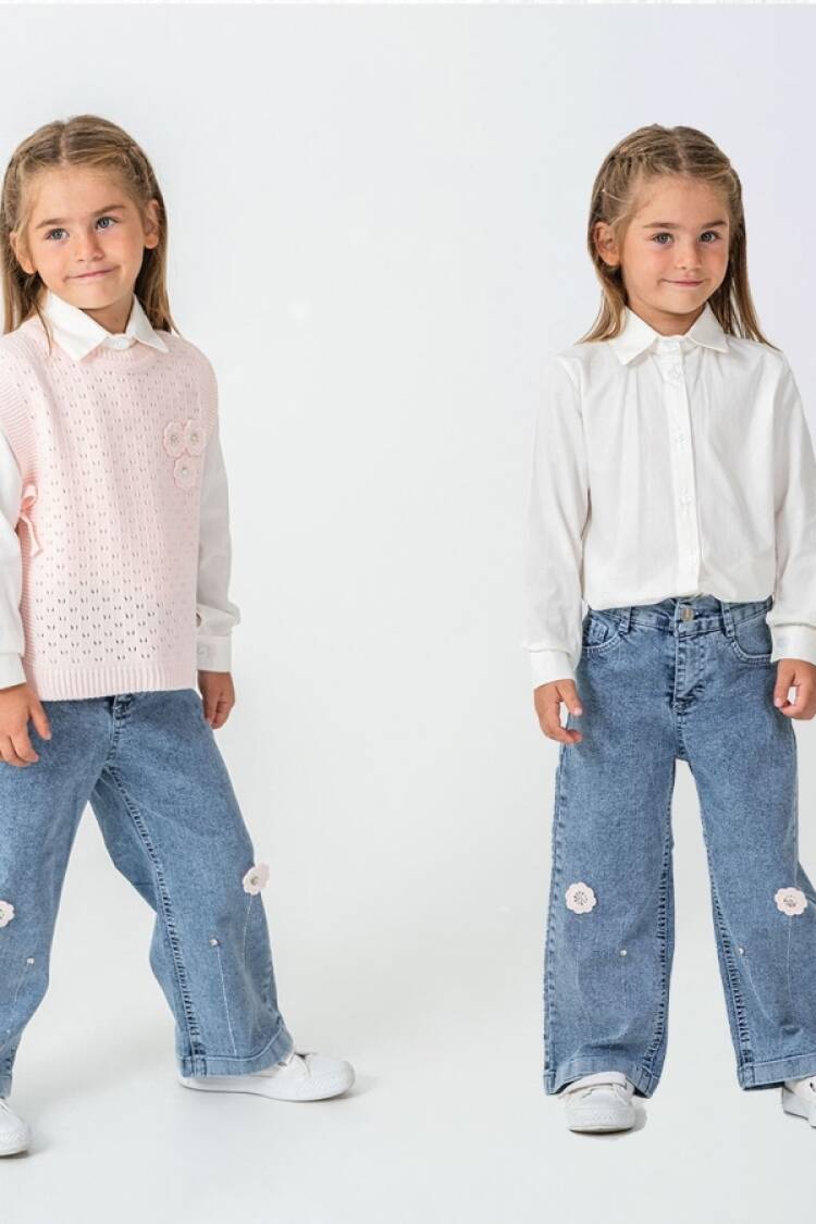 Girls' Suits - B1 - Çiçek Detaylı Kız Triko Takım - Brand: PAMPAL KİDS - Women & Kids, Baby Clothes Wholesale - Globality Store