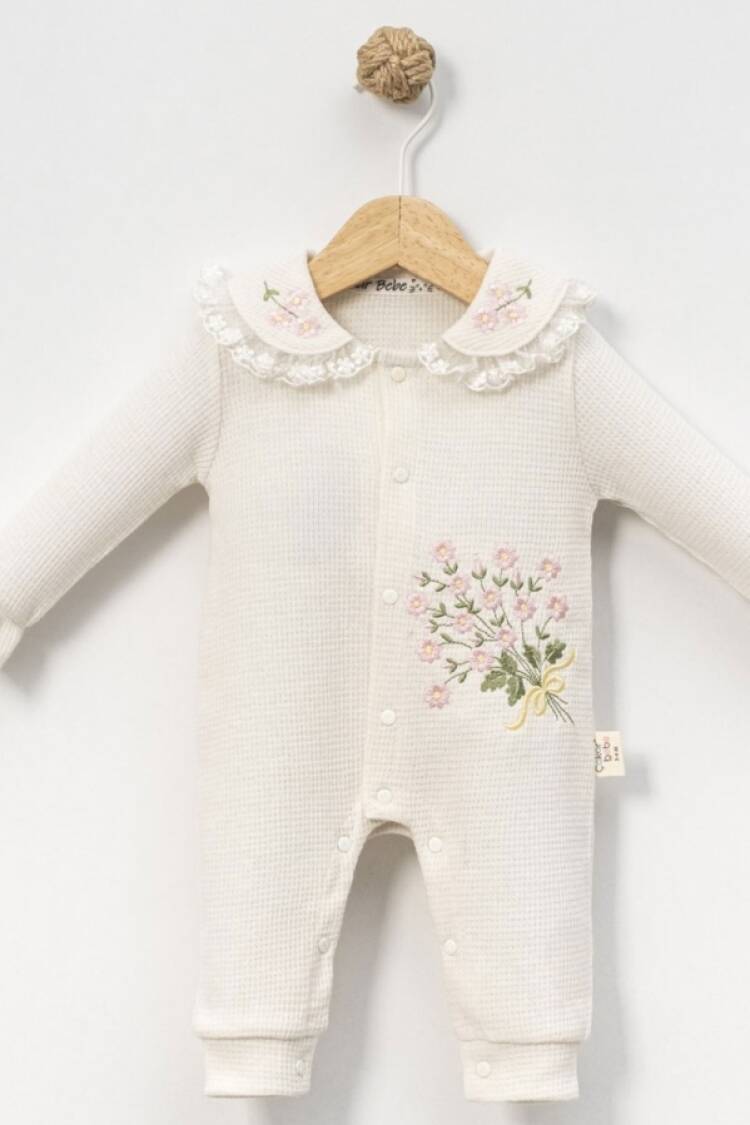 Baby Rompers and Overalls - B1 - Çiçek Nakışlı Kız Bebe Tulum - Brand: CAYZEN - Women & Kids, Baby Clothes Wholesale - Globality Store