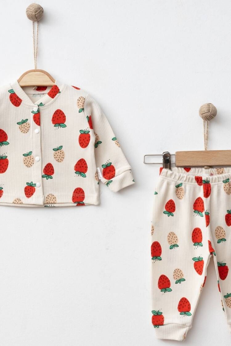 Baby Sets - B1 - Çilek Desenli Raporlu Kız Bebe Pijama Takım - Brand: NAYINOM - Women & Kids, Baby Clothes Wholesale - Globality Store
