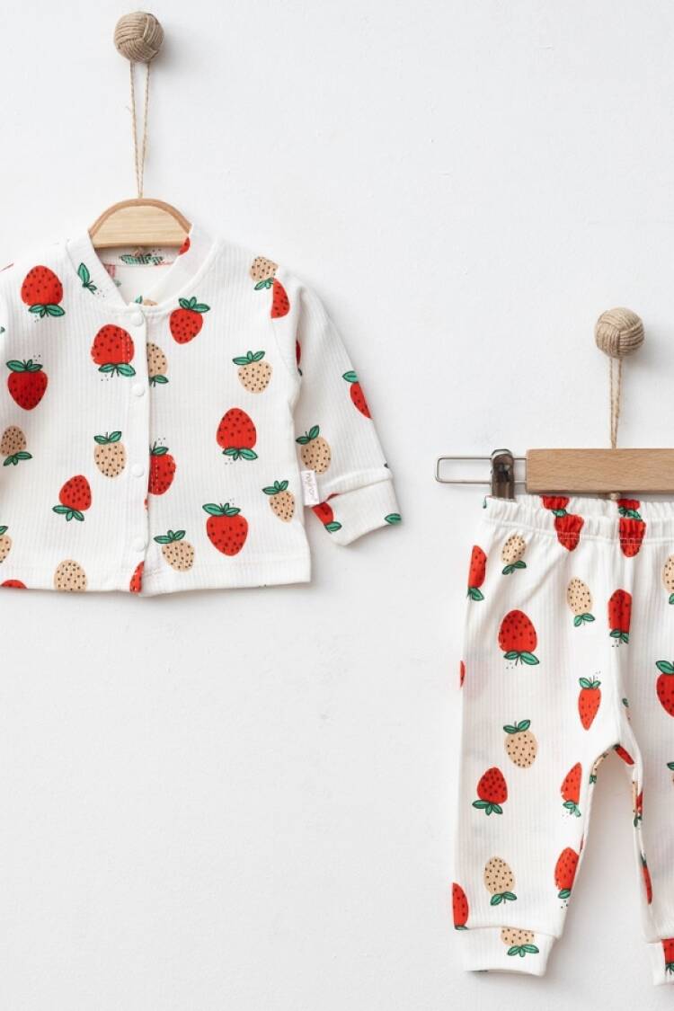 Baby Sets - B1 - Çilek Desenli Raporlu Kız Bebe Pijama Takım - Brand: NAYINOM - Women & Kids, Baby Clothes Wholesale - Globality Store