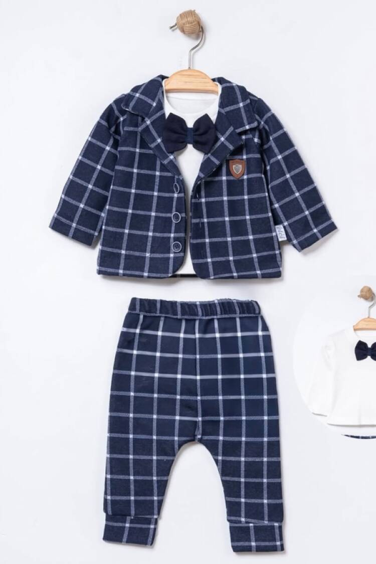 Baby Sets - B1 - Çizgili Erkek Bebe Üçlü Takım - Brand: ELCİ BABY - Women & Kids, Baby Clothes Wholesale - Globality Store