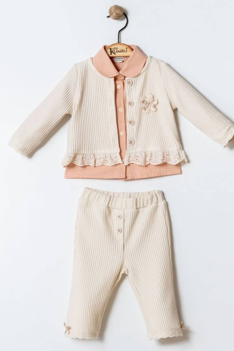 Baby Sets - B1 - Dantel Detaylı Hırkalı Üçlü Kız Bebe takım - Brand: KUMRU - Women & Kids, Baby Clothes Wholesale - Globality Store