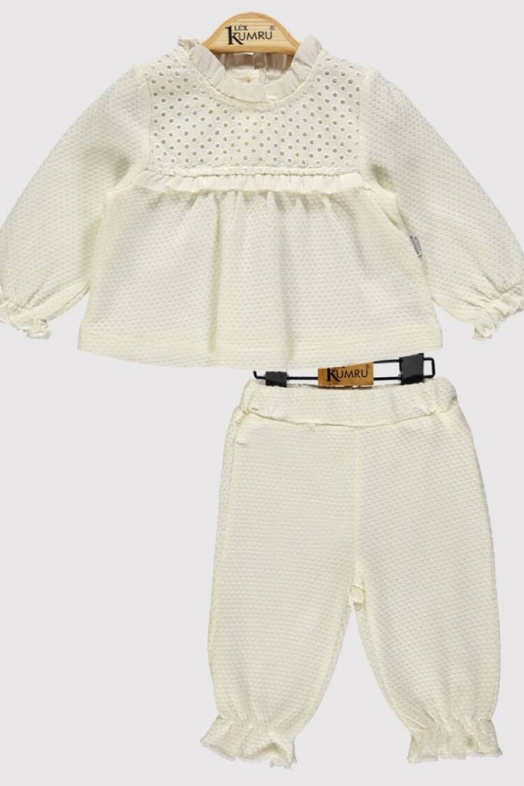 Baby Sets - B1 - Dantel Detaylı Kız Bebe Takım - Brand: KUMRU - Women & Kids, Baby Clothes Wholesale - Globality Store