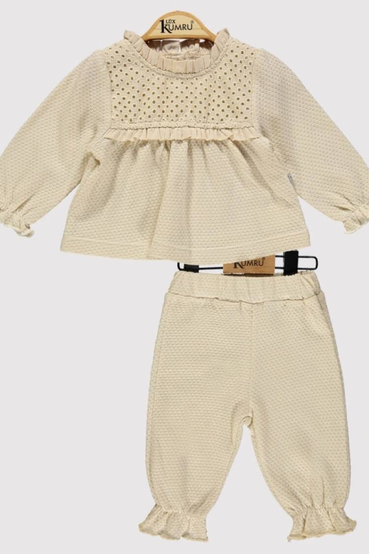 Baby Sets - B1 - Dantel Detaylı Kız Bebe Takım - Brand: KUMRU - Women & Kids, Baby Clothes Wholesale - Globality Store