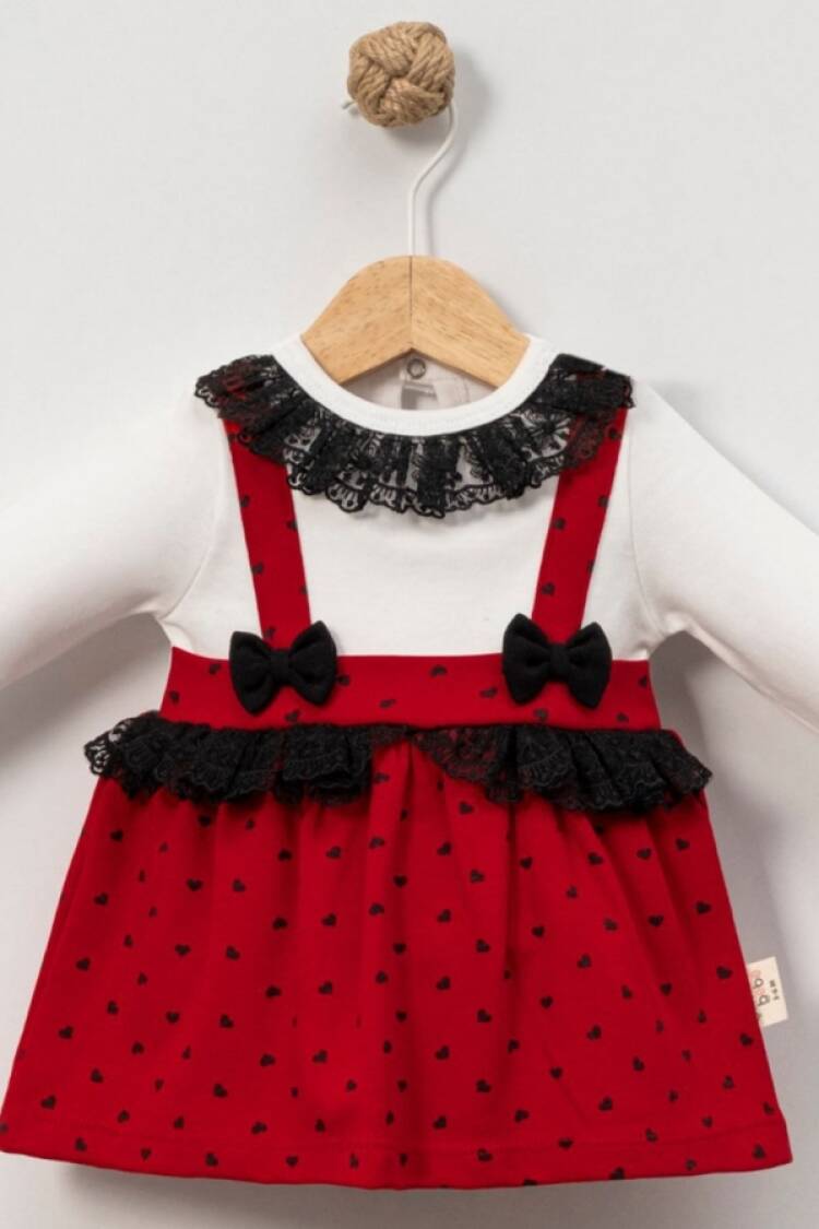 Baby Rompers and Overalls - B1 - Dantel Yaka Kalp Desenli Bebe Elbise - Brand: CAYZEN - Women & Kids, Baby Clothes Wholesale - Globality Store