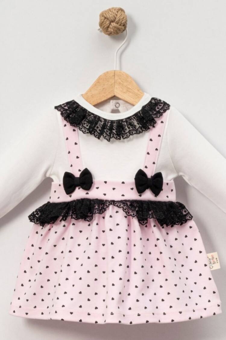 Baby Rompers and Overalls - B1 - Dantel Yaka Kalp Desenli Bebe Elbise - Brand: CAYZEN - Women & Kids, Baby Clothes Wholesale - Globality Store