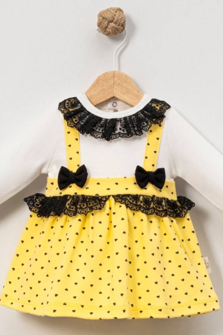 Baby Rompers and Overalls - B1 - Dantel Yaka Kalp Desenli Bebe Elbise - Brand: CAYZEN - Women & Kids, Baby Clothes Wholesale - Globality Store
