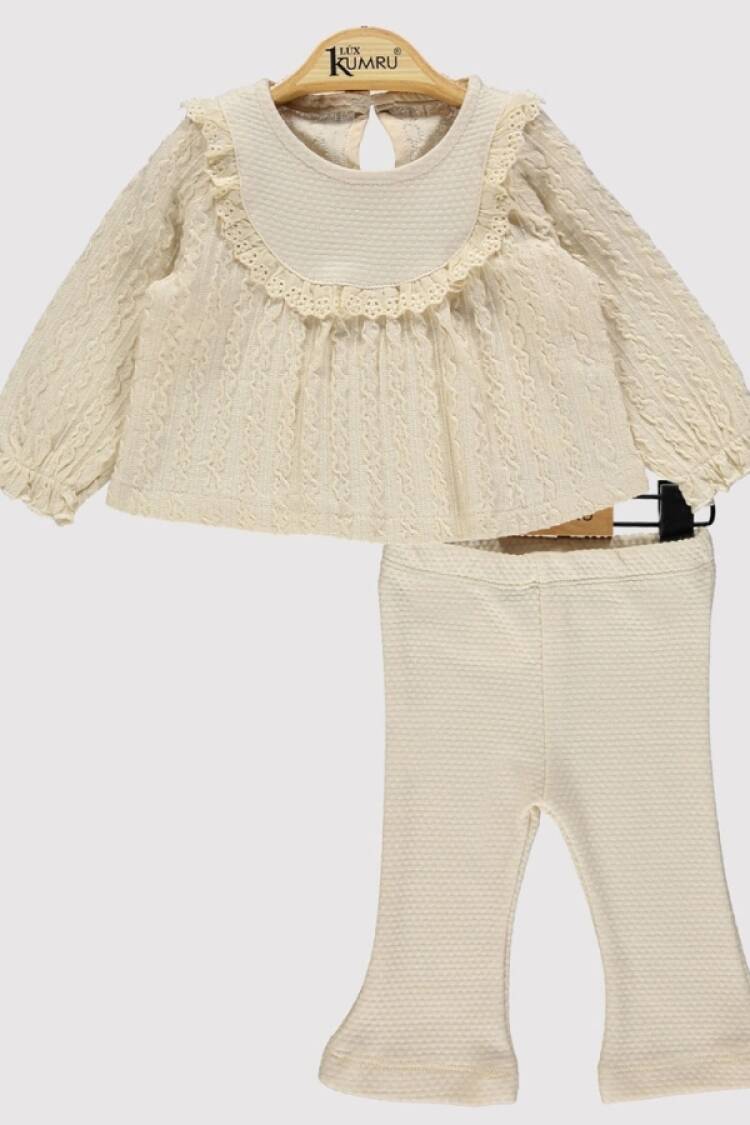 Baby Sets - B1 - Dantel Yaka Kız Bebe Takım - Brand: KUMRU - Women & Kids, Baby Clothes Wholesale - Globality Store