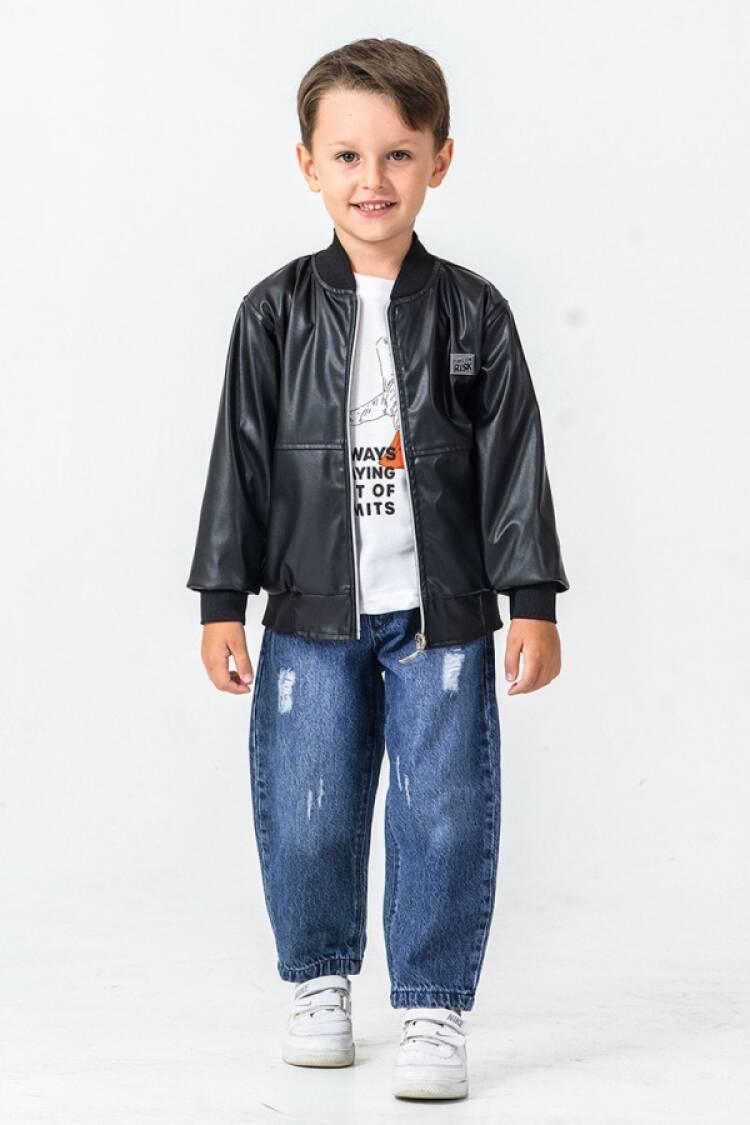 Boys' Sets - B1 - Deri Ceketli Erkek Takım - Brand: BARKOD - Women & Kids, Baby Clothes Wholesale - Globality Store