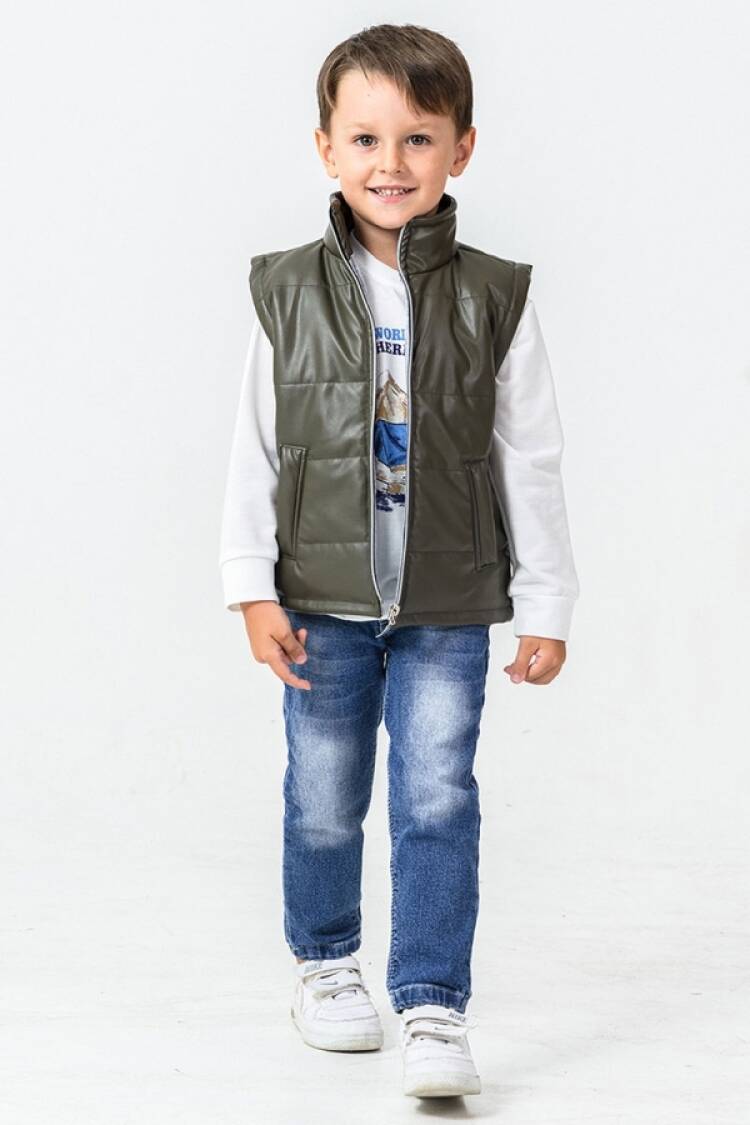 Boys' Sets - B1 - Deri Yelekli Üçlü Erkek Takım - Brand: BARKOD - Women & Kids, Baby Clothes Wholesale - Globality Store