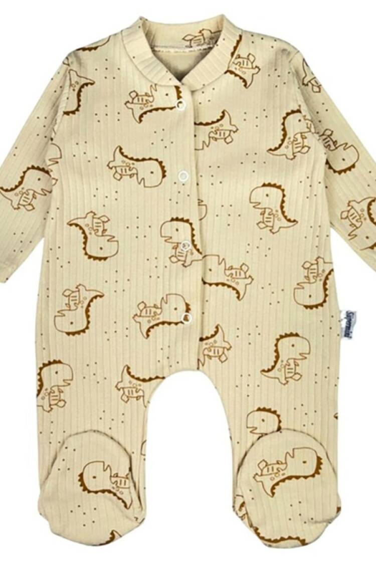 Baby Rompers and Overalls - B1 - Dino Desenli Raporlu Patikli Erkek Bebe Tulum - Brand: SÜPERMİNİ - Women & Kids, Baby Clothes Wholesale - Globality Store