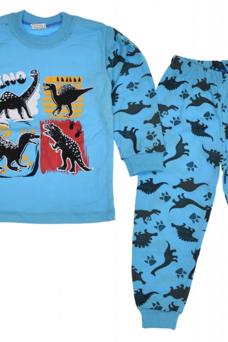 Boy's Pajamas - B1 - Dinozor Baskılı Erkek Pijama Takım - Brand: SÜPERMİNİ - Women & Kids, Baby Clothes Wholesale - Globality Store