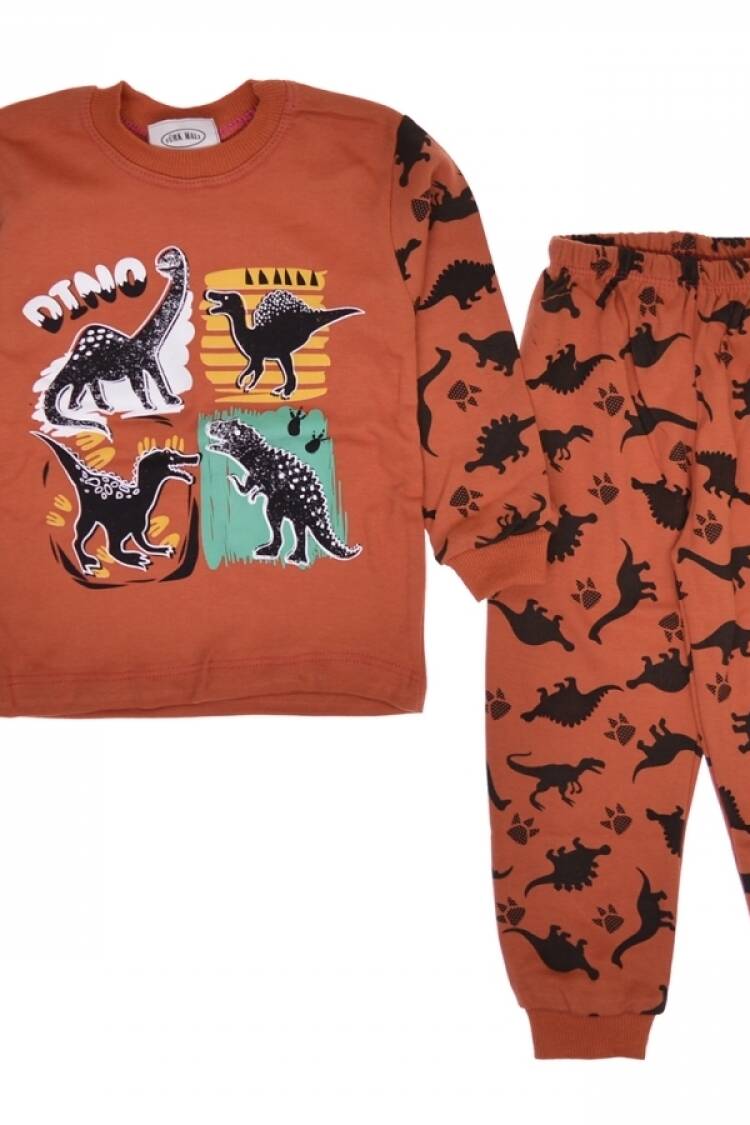 Boy's Pajamas - B1 - Dinozor Baskılı Erkek Pijama Takım - Brand: SÜPERMİNİ - Women & Kids, Baby Clothes Wholesale - Globality Store