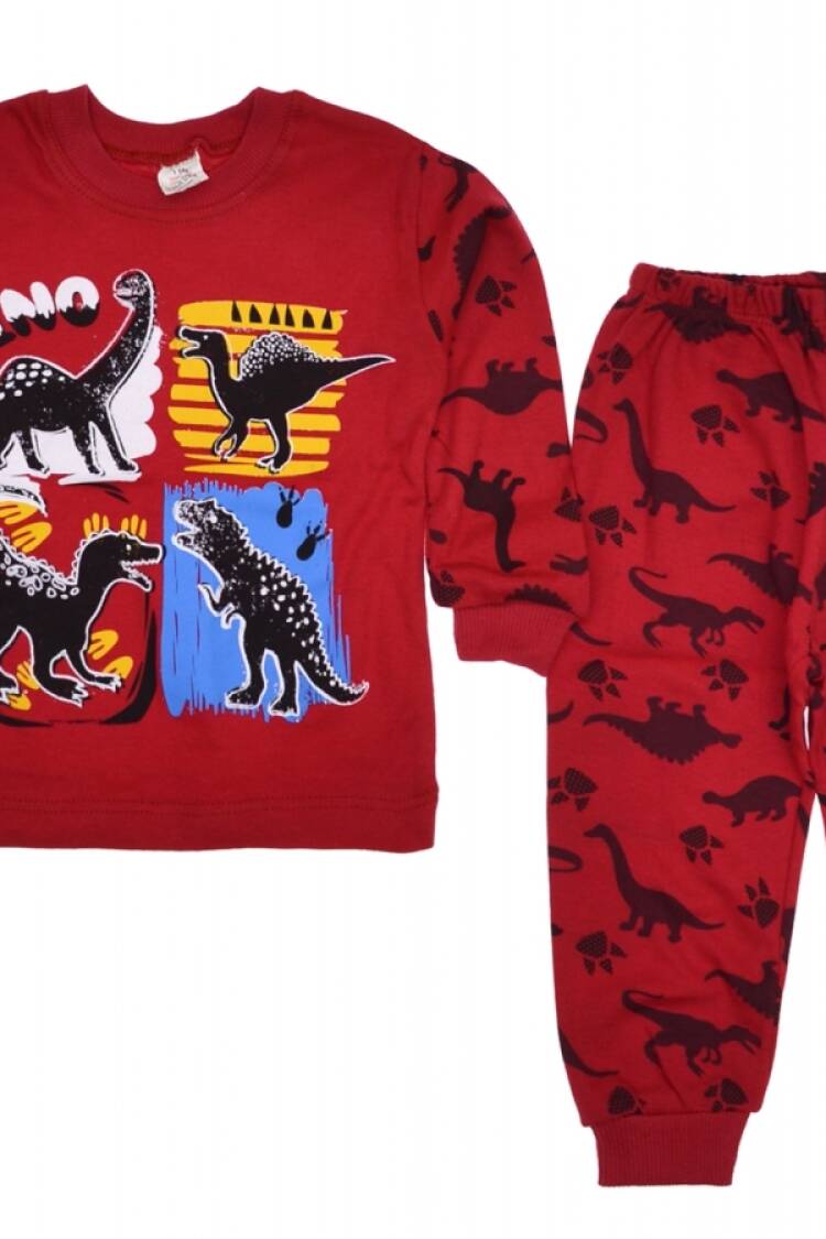 Boy's Pajamas - B1 - Dinozor Baskılı Erkek Pijama Takım - Brand: SÜPERMİNİ - Women & Kids, Baby Clothes Wholesale - Globality Store