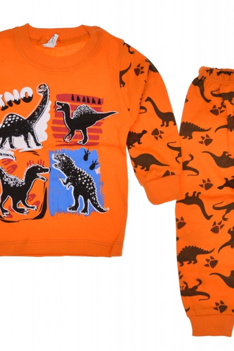 Boy's Pajamas - B1 - Dinozor Baskılı Erkek Pijama Takım - Brand: SÜPERMİNİ - Women & Kids, Baby Clothes Wholesale - Globality Store