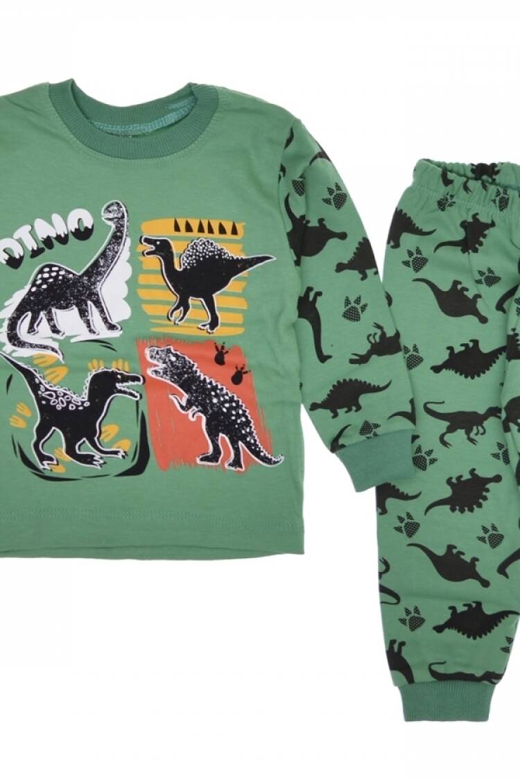 Boy's Pajamas - B1 - Dinozor Baskılı Erkek Pijama Takım - Brand: SÜPERMİNİ - Women & Kids, Baby Clothes Wholesale - Globality Store