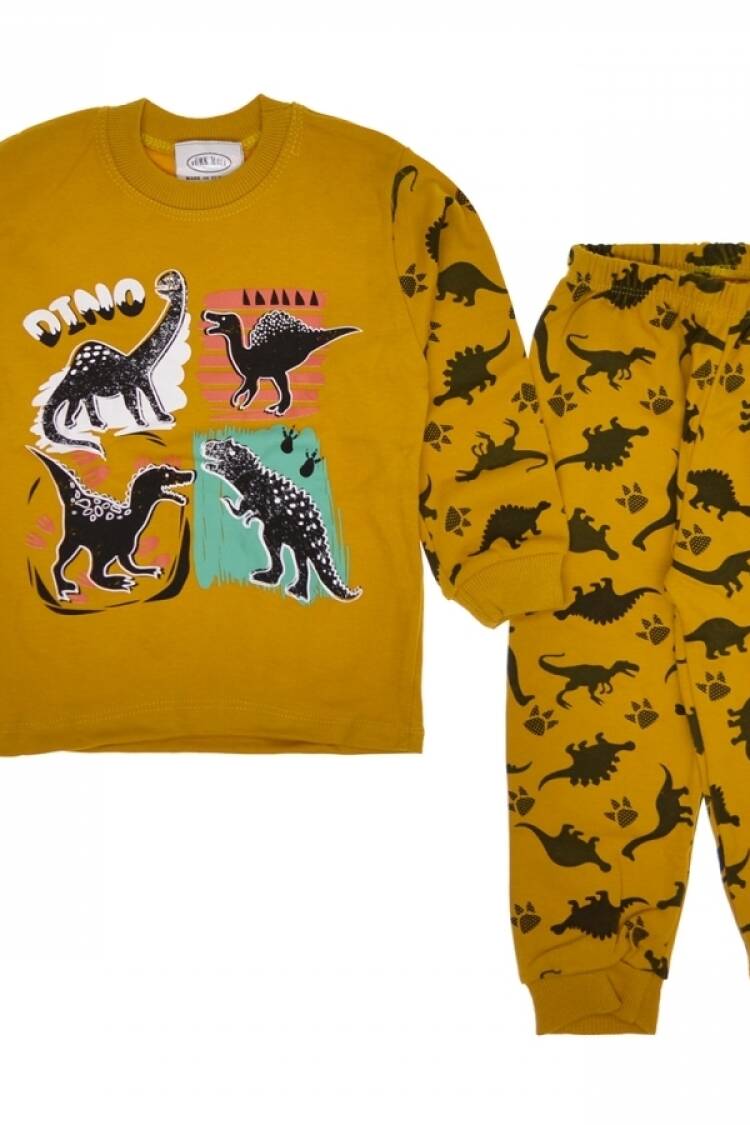 Boy's Pajamas - B1 - Dinozor Baskılı Erkek Pijama Takım - Brand: SÜPERMİNİ - Women & Kids, Baby Clothes Wholesale - Globality Store