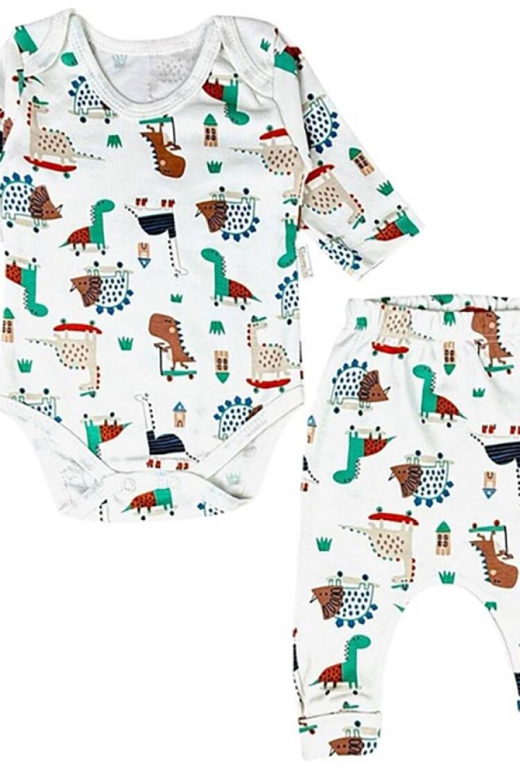 Baby Sets - B1 - Dinozor Desenli Erkek Bebe Takım - Brand: SÜPERMİNİ - Women & Kids, Baby Clothes Wholesale - Globality Store
