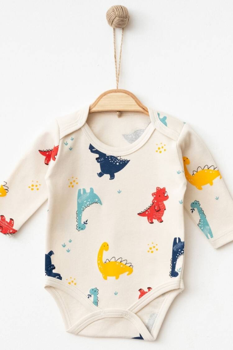 Baby Tops - B1 - Dinozor Desenli Erkek Çıtçıtlı Badi - Brand: NAYINOM - Women & Kids, Baby Clothes Wholesale - Globality Store
