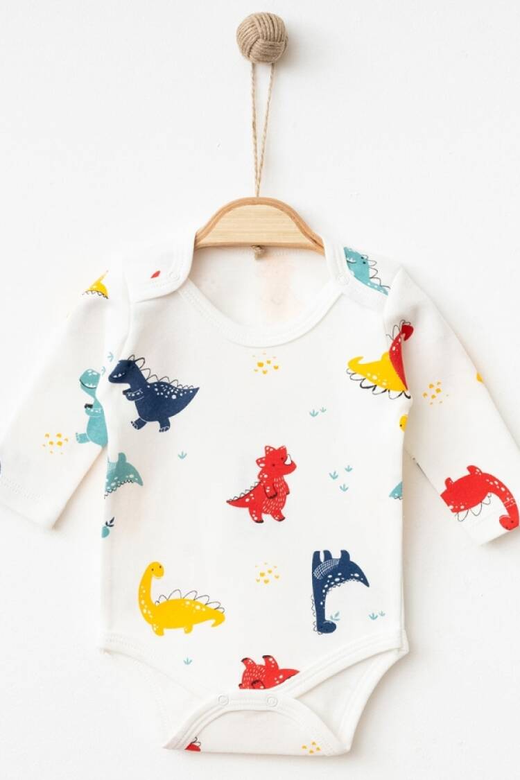Baby Tops - B1 - Dinozor Desenli Erkek Çıtçıtlı Badi - Brand: NAYINOM - Women & Kids, Baby Clothes Wholesale - Globality Store