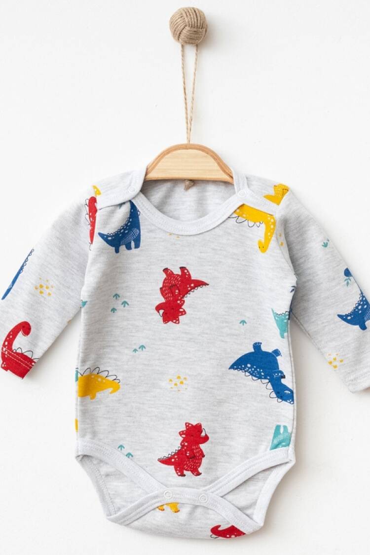Baby Tops - B1 - Dinozor Desenli Erkek Çıtçıtlı Badi - Brand: NAYINOM - Women & Kids, Baby Clothes Wholesale - Globality Store