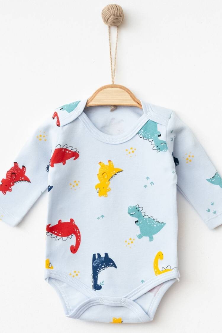 Baby Tops - B1 - Dinozor Desenli Erkek Çıtçıtlı Badi - Brand: NAYINOM - Women & Kids, Baby Clothes Wholesale - Globality Store