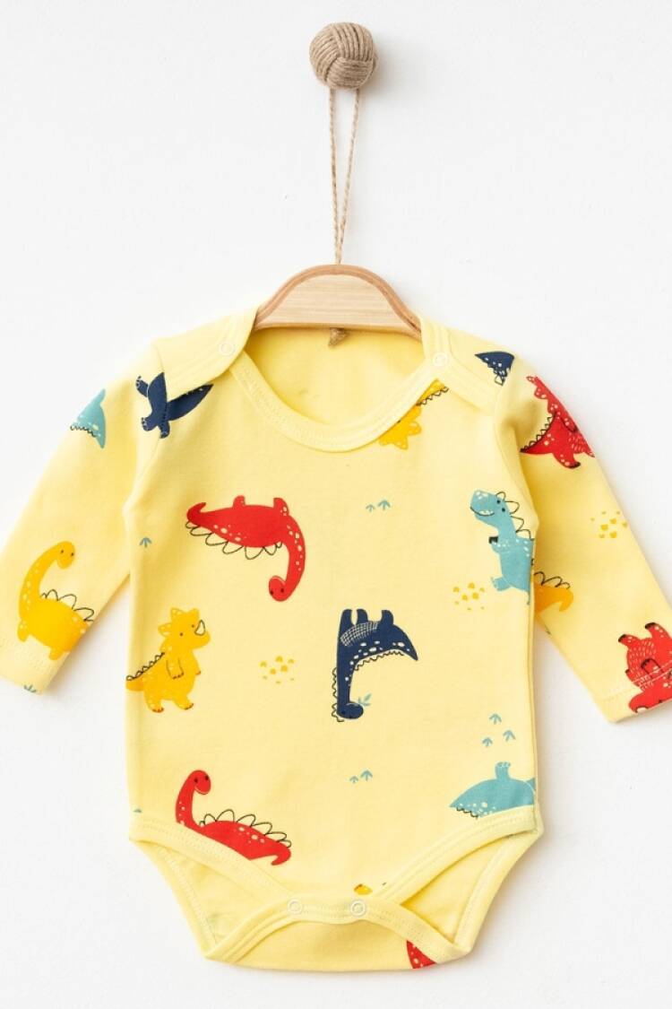 Baby Tops - B1 - Dinozor Desenli Erkek Çıtçıtlı Badi - Brand: NAYINOM - Women & Kids, Baby Clothes Wholesale - Globality Store