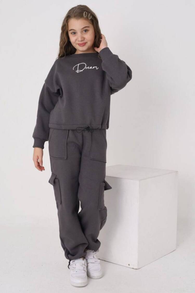 Girls' Suits - B1 - Dream Baskılı Kız Takım 3 İp Şardonlu - Brand: ÖZ BEBE - Women & Kids, Baby Clothes Wholesale - Globality Store