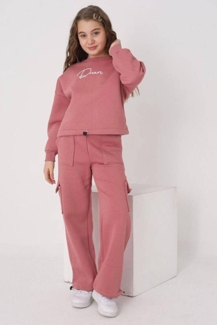 Girls' Suits - B1 - Dream Baskılı Kız Takım 3 İp Şardonlu - Brand: ÖZ BEBE - Women & Kids, Baby Clothes Wholesale - Globality Store