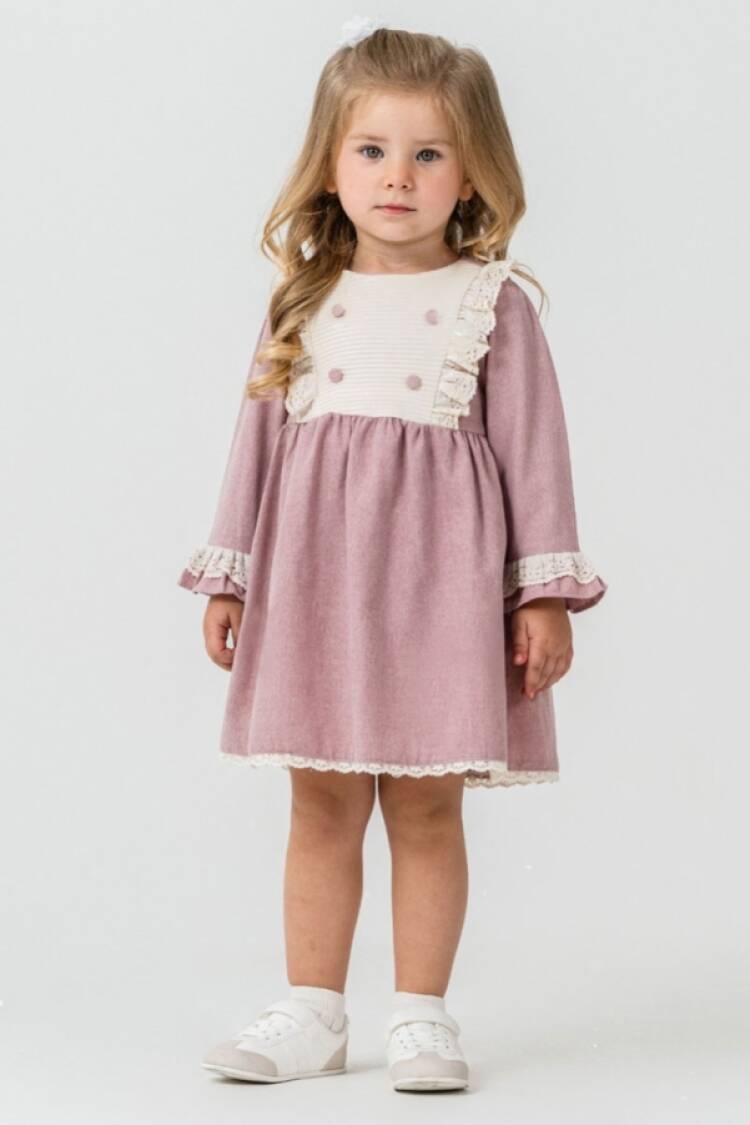 Girl's Dress - B1 - Düğme Detaylı Elbise - Brand: KUMRU - Women & Kids, Baby Clothes Wholesale - Globality Store