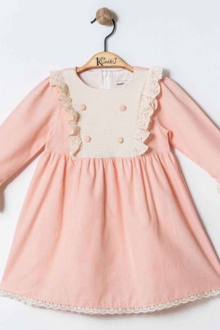 Girl's Dress - B1 - Düğme Detaylı Elbise - Brand: KUMRU - Women & Kids, Baby Clothes Wholesale - Globality Store
